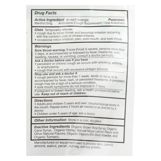 Quantum Organic Cough Lozenges - Meyer Lemon & Honey 18ct