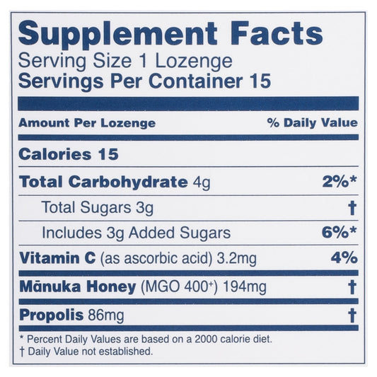 Manuka Health MGO 400+ Propolis Lozenges - 15 Count