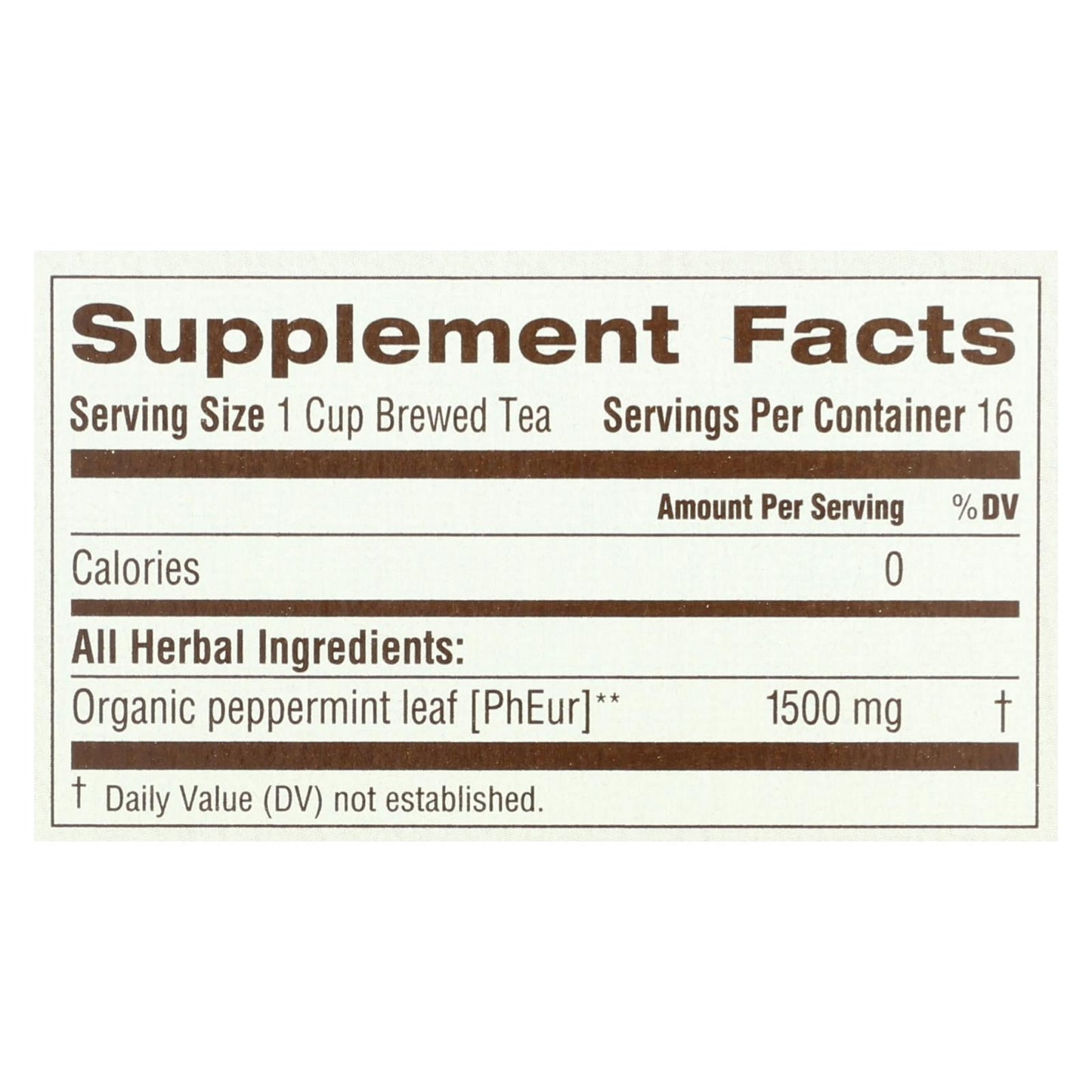 Organic Peppermint Herbal Tea, Caffeine-Free, 6x16 Bags