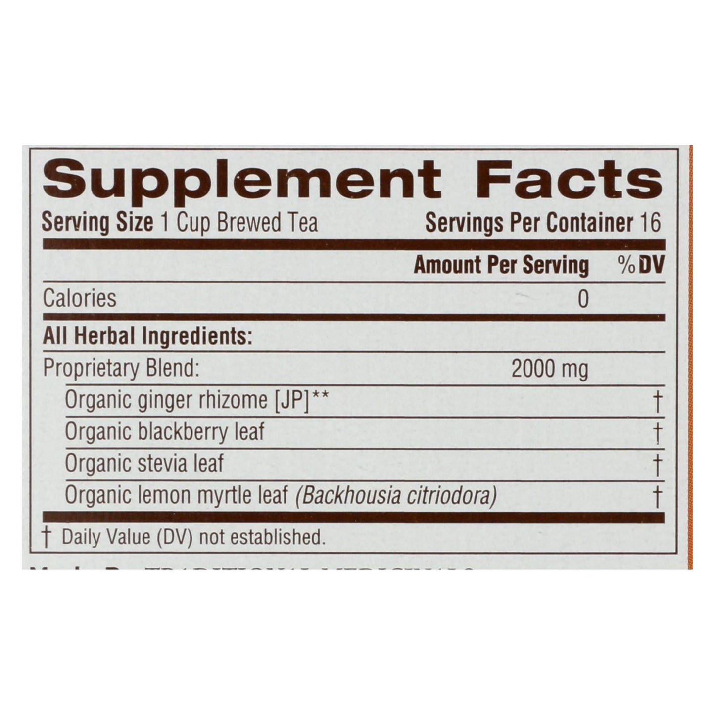 Organic Ginger Aid Herbal Tea - 16 Bags, Case of 6