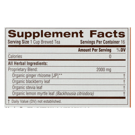 Organic Ginger Aid Herbal Tea - 16 Bags, Case of 6